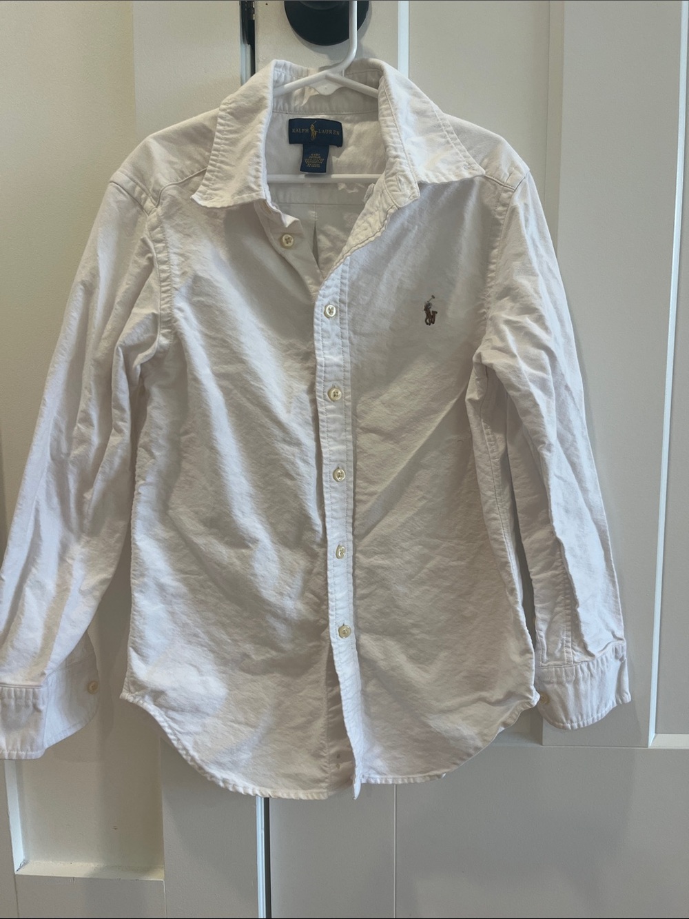 Ralph Lauren White Long-Sleeve Button Down Shirt with Polo Pony